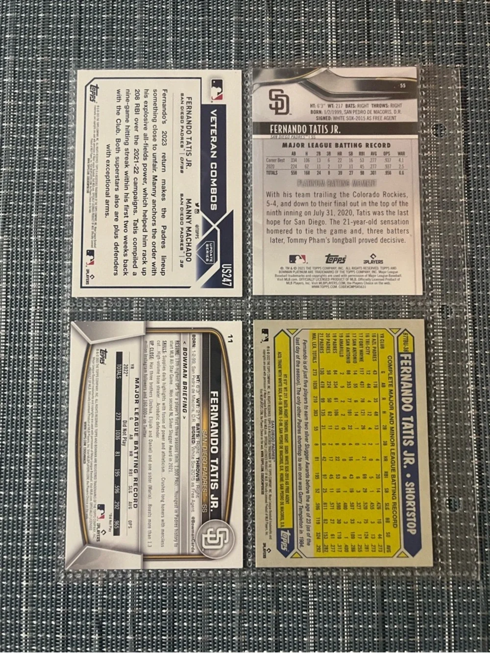 ⚾️ Fernando Tatis Jr. Topp’s MLB Baseball Trading Sports Cards, Set of 4